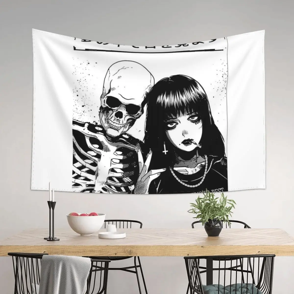 Японский гобелен Vaporwave Spooky Love, предметы украшения стены, декор для дома, эстетический декор для спальни, гобелен