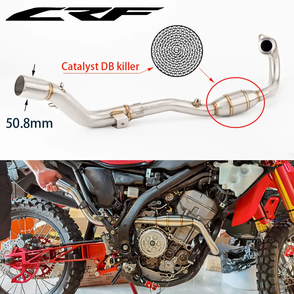 Выхлопной коллектор мотоцикла, Соединительная труба для Honda CRF250L/Rally 2017-2020 CRF300L/Rally 2021-2023 CRF250R/RX 2022-2023
