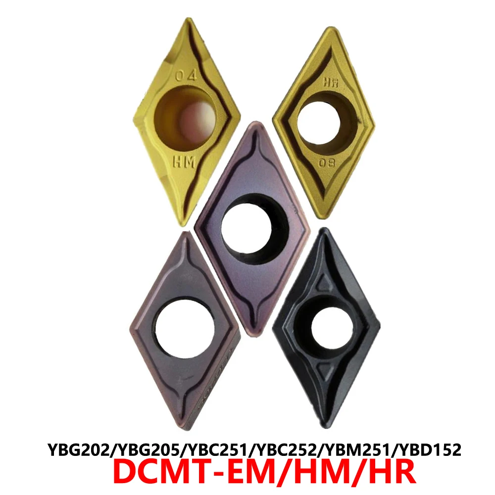 Оригинальный DCMT070204 DCMT070208 DCMT11T304 DCMT11T308 DCMT11T312 EM HM HR YBG202 YBC251 YBD152 Твердосплавные вставки Лезвия с ЧПУ DCMT Сверла, пилы и режущие инструменты