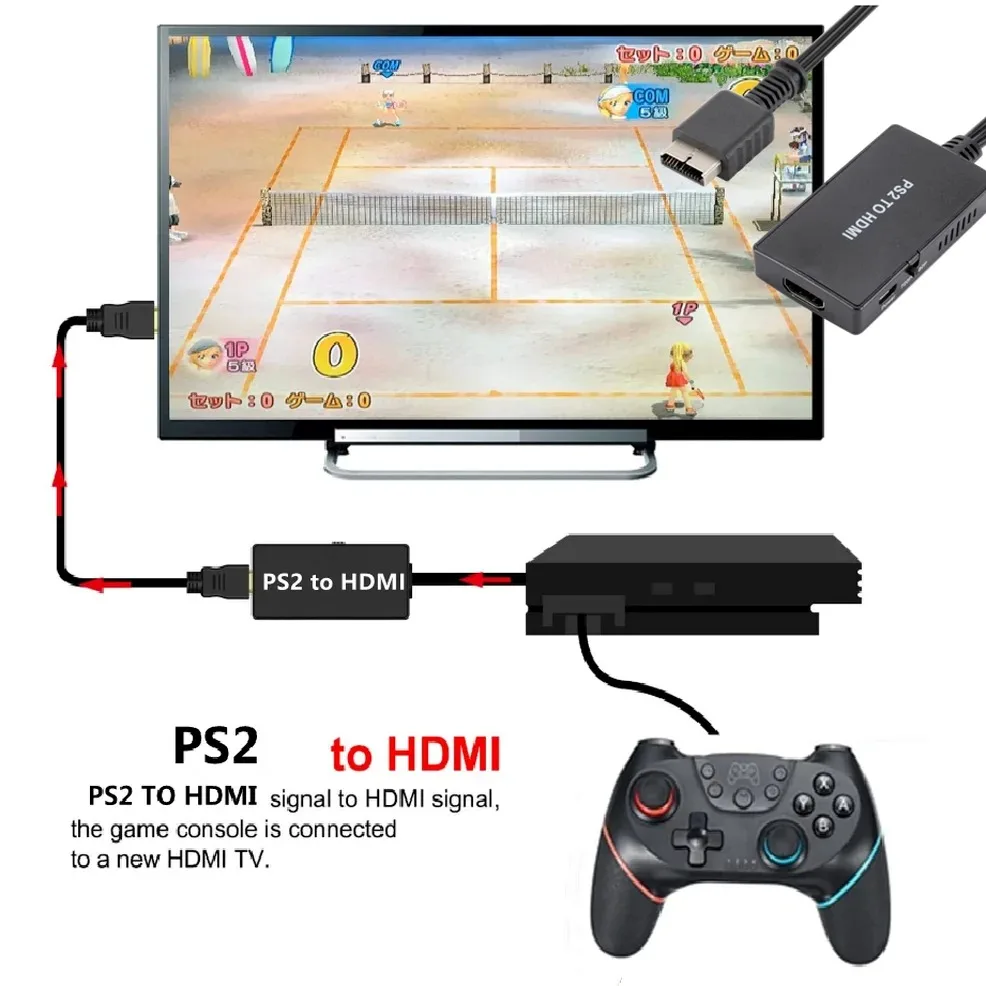 Фото 1080P PS2 к HDMI-совместимый аудио видео конвертер адаптер кабель поддерживает все режимы отображения PS2 для HDTV ПК HD кабель адаптер №3