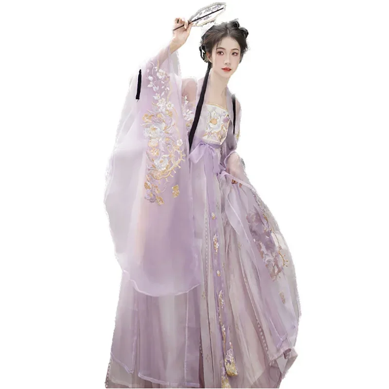 Китайское платье Hanfu, женское традиционное платье Hanfu с вышивкой, женское летнее фиолетовое платье Hanfu для женщин (art.: 3920c881b8691) - 3920c881b8691
