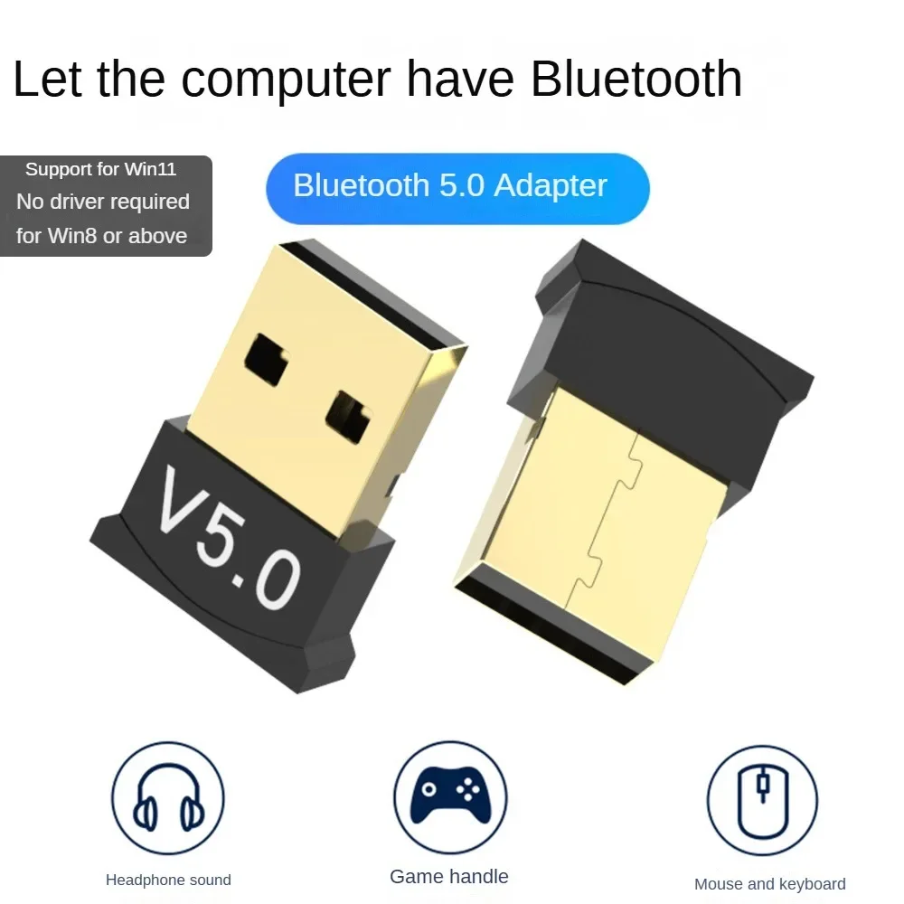 USB-адаптер Bluetooth 5.0 Компьютерный беспроводной Bluetooth 5.0 Аудиоприемник Передатчик Win8/10/11 Без драйверов