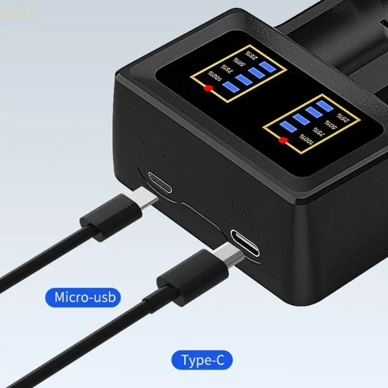 Фото H9EB Micro USB Type C 18650 ЖК -дисплей аккумуляторного зарядного устройства с системами защиты на 18650 21750 21700 Зарядное №2