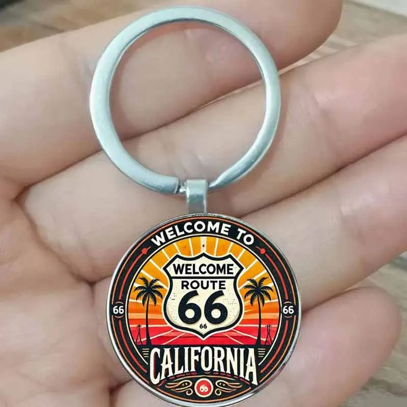 Брелок Route 66, цинковый сплав, подходит для ключей и сумок, подходит для семьи и друзей, Californi