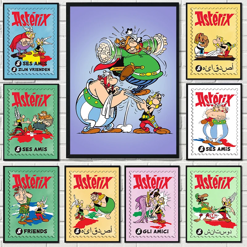 Настенный постер с изображением французской анимации Asterix, Классическая живопись на холсте для детского декора гостиной