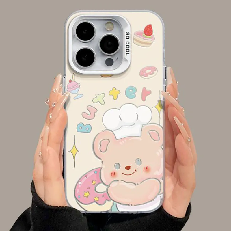 Новый милый чехол для телефона с маленьким медведем шеф-поваром для iPhone 16 15 14 13 12 Mini 11 Pro Max XR X XS 14 15 16 7 8 Plus Y2K Kawaii (art.: 3920c8dbf39f5) - 3920c8dbf39f5