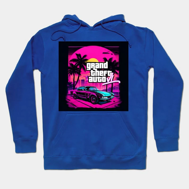 Фото Модная мужская толстовка с капюшоном Grand Theft Auto VI GTA 6, женская мода, простой пуловер с длинными рукавами, уличный тренд, большая толстовка Y2k №2