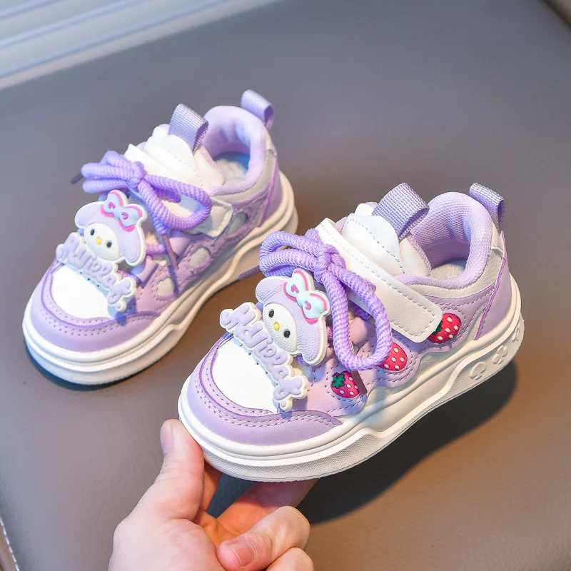 Sanrio, милая повседневная обувь на липучке, детская обувь с рисунком «Hello Kitty», обувь для девочек, весенне-осенняя новая спортивная обувь для малышей