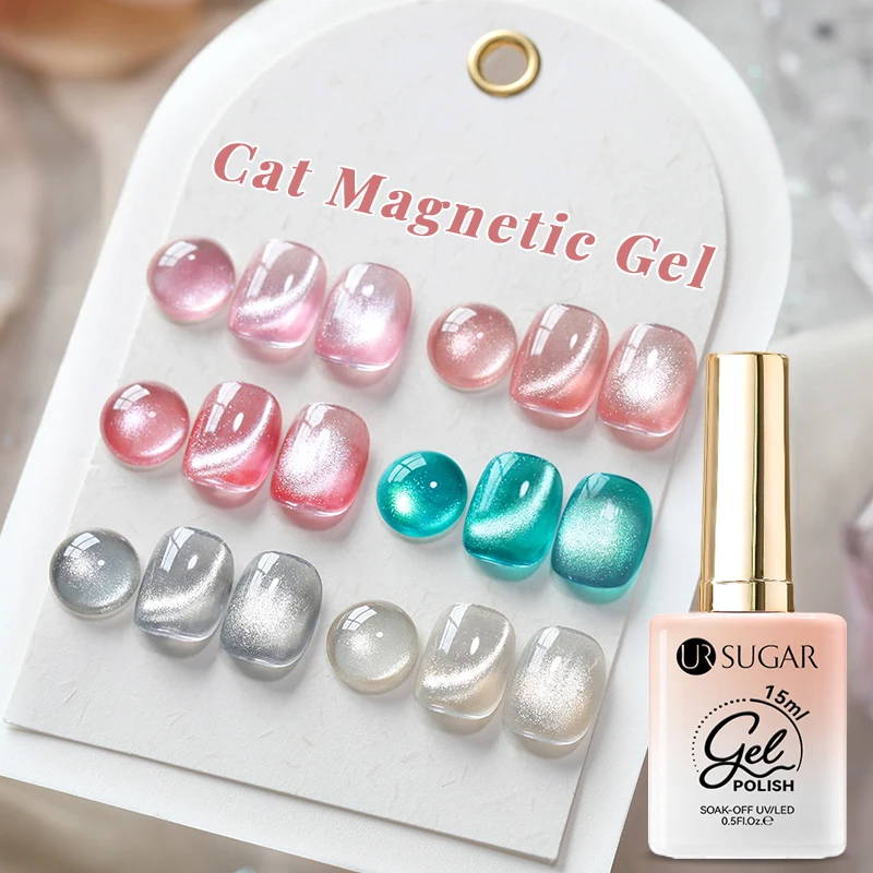 Фото UR SUGAR 1/6 шт. Blue Cat Магнитный гель-лак для ногтей Сверкающий магнит Гель для ногтей Полуперманентный замачиваемый УФ-светодиодный гель-лак для маникюра №3