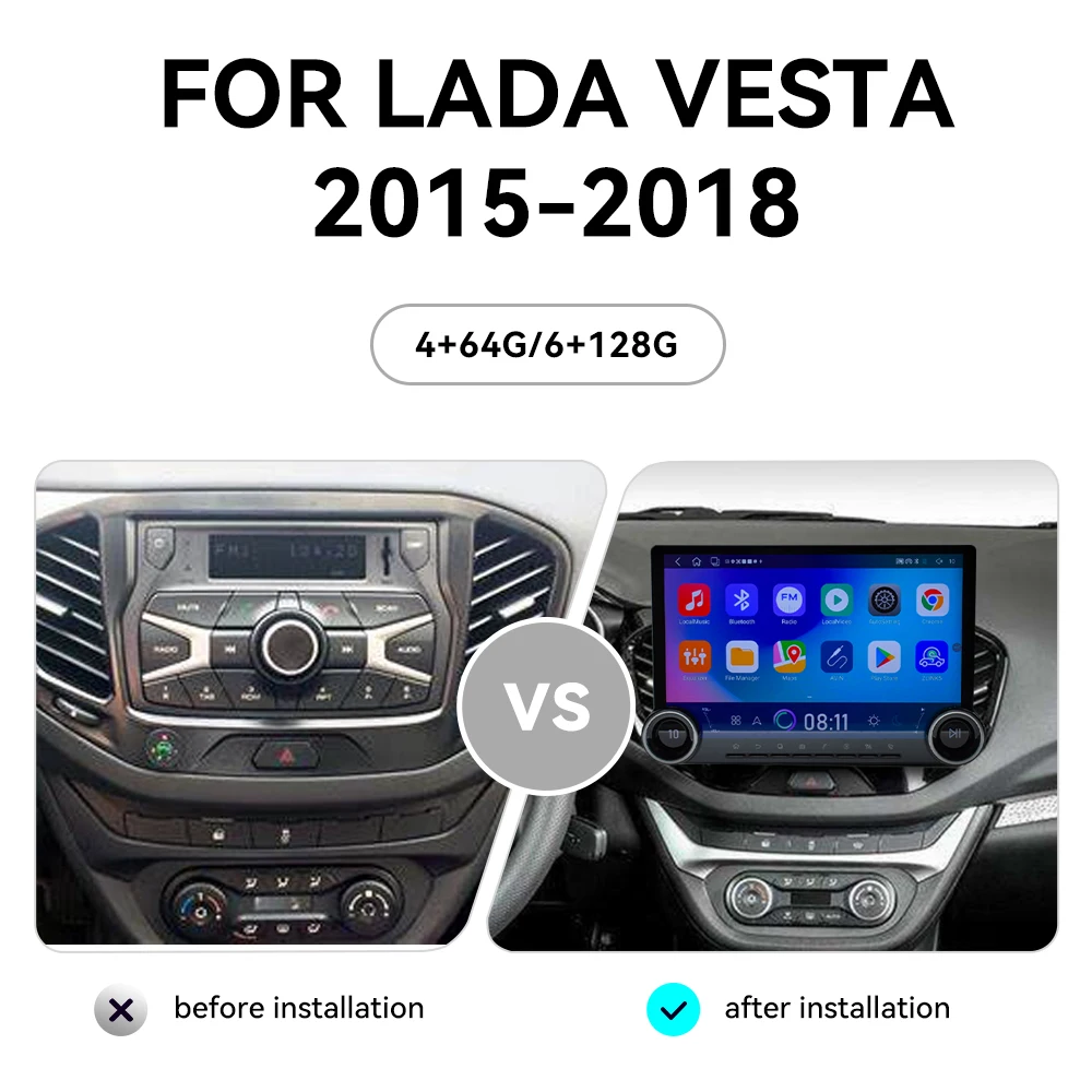 Фото Автомагнитола для LADA Vesta Cross Sport, мультимедийный плеер на Android, 13,3 дюйма, 2000*1200P, GPS, 4G, типоразмер 2 din №2