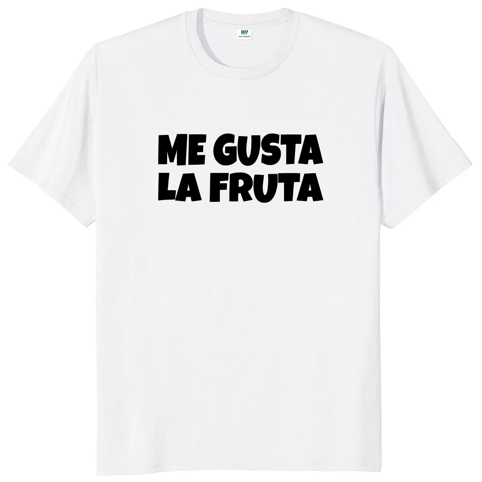 Фото I Like Fruit Spanish Meme Y2k Camiseta 100% хлопковая Мягкая футболка унисекс с круглым вырезом для мужчин женщин Me Gusta La Fruta футболка европейский размер №4