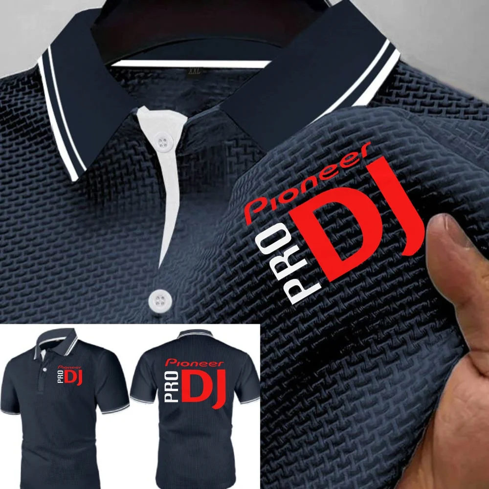 Фото Мужские рубашки поло DJ Pioneer PRO Polo Summer Ice Silk Cool Slim Fit Mesh Мягкие футболки Мужская футболка POLOS Футболка для отдыха на открытом воздухе №3