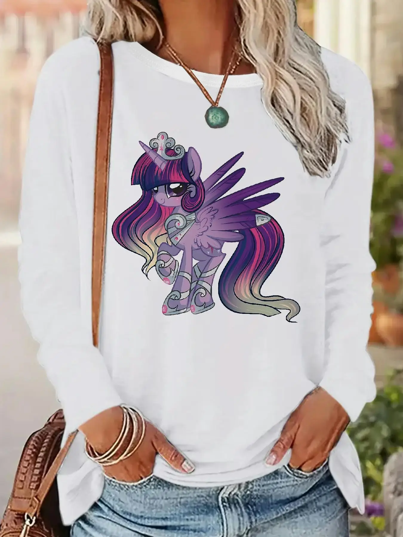 Футболки с длинными рукавами и круглым вырезом MY LITTLE PONY M2625 (66), 95% полиэстер + 5% эластан, весенне-летние повседневные топы для активного отдыха
