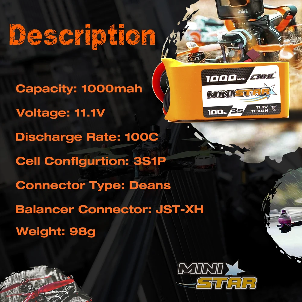 Фото 2 шт. CNHL Lipo батарея 2S 3S 4S 7,4 V 11,1 V 14,8 V 1000mAh 100C системная серия с T Deans для FPV, вертолет-Дрон самолета №3