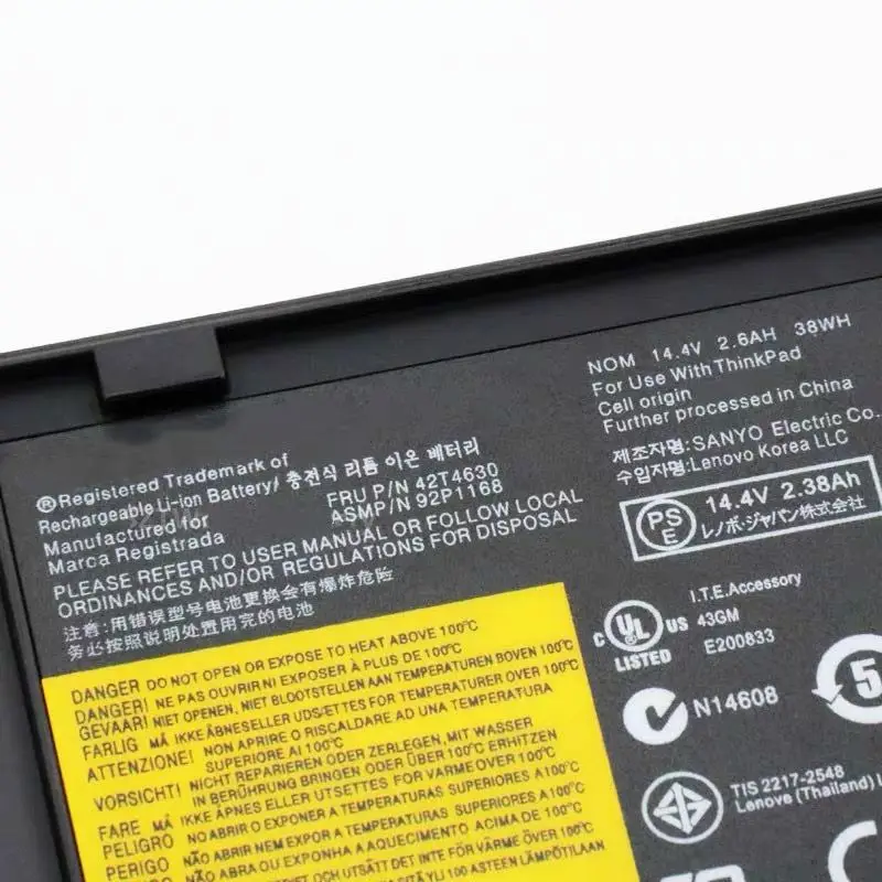 Фото Аккумулятор для ноутбука Lenovo Thinkpad X60 X60S X61 X61S 40Y7001 40Y7003 42T4630 42T4775 92P1168 92P1169 92P1170 93P5027 14,4 В 38Wh №3