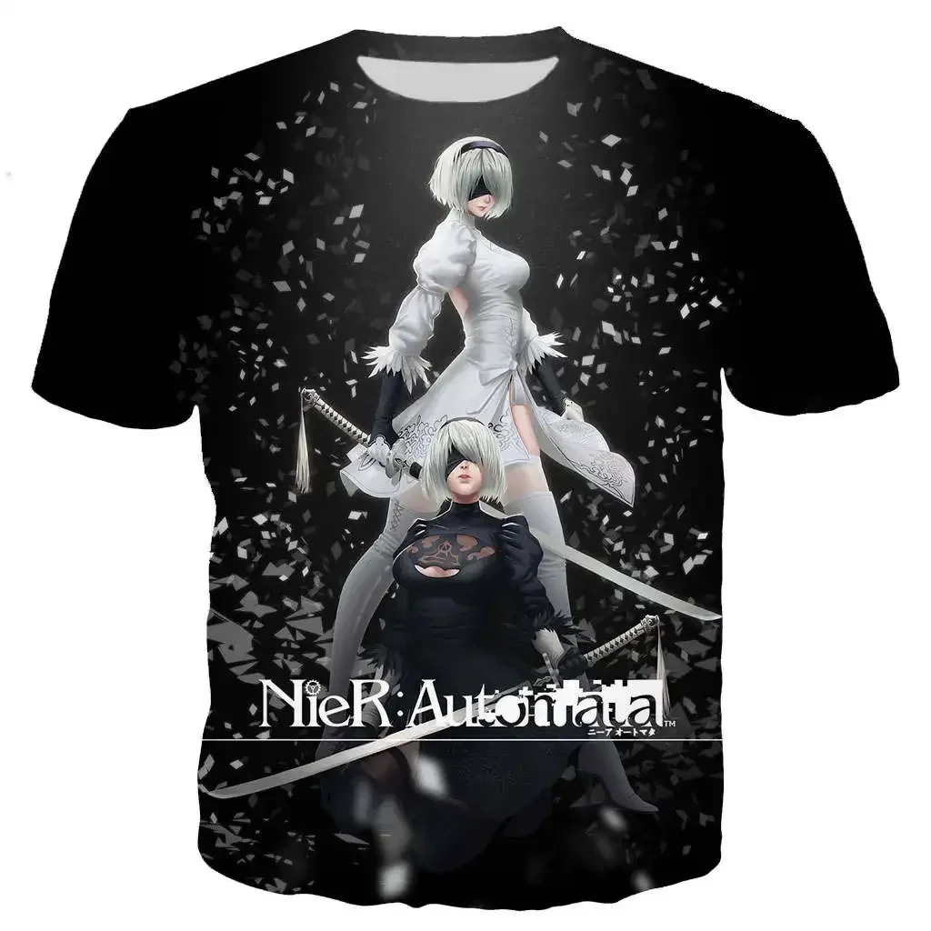 Модная горячая распродажа, креативная игра NieR: Automata, футболка с 3D принтом, летние повседневные уличные футболки в стиле Харадзюку с круглым вырезом и короткими рукавами, крутые футболки