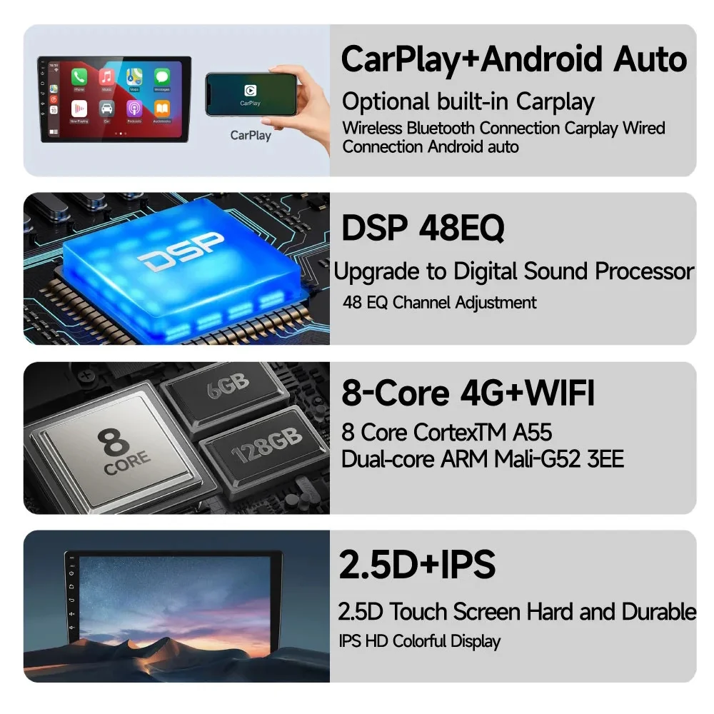 Фото Мультимедийный Плеер Carplay Android 12 Для Peugeot 3008 5008, Gps-навигация, Сенсорный Экран, Стерео С Функцией Wi-fi №3