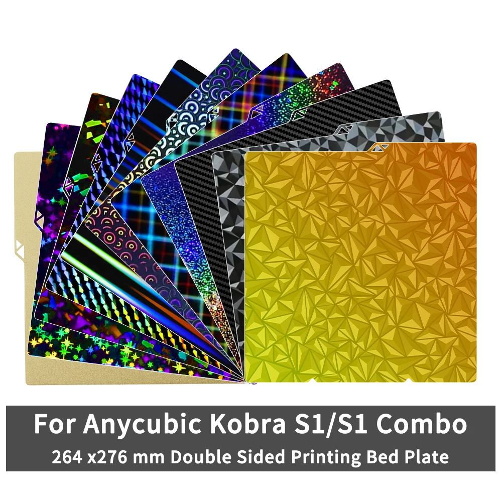 Для Anycubic Kobra S1 Пластина Pei Лист 264x276 мм Текстурированная Комбинированная сборная пластина Kobra S1 Двусторонняя кровать Peo Pet Pey Kobra S1C
