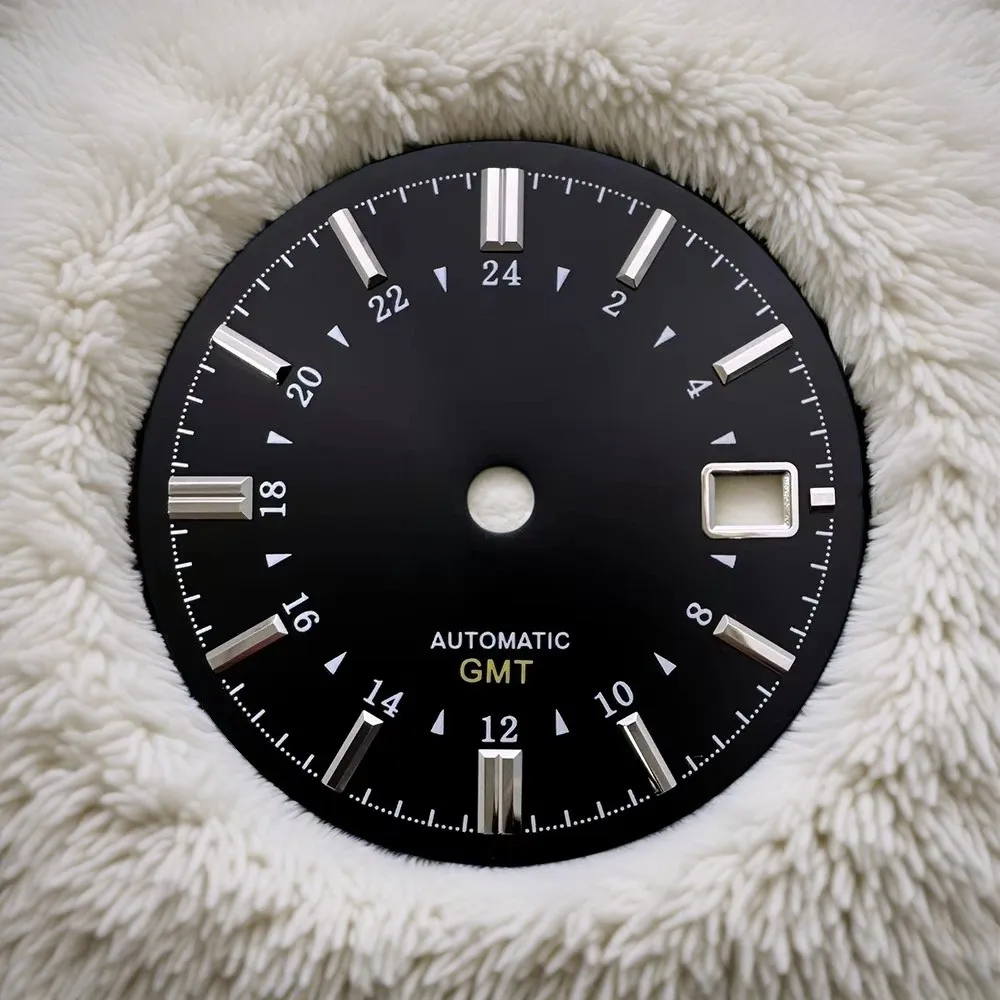 Фото Последний стиль, 31 мм, большой S G S, логотип GMT, циферблат, подходит для NH35/NH34/4R/7S, механизм Sunburst/матовый, высококачественные аксессуары для модификации часов №2