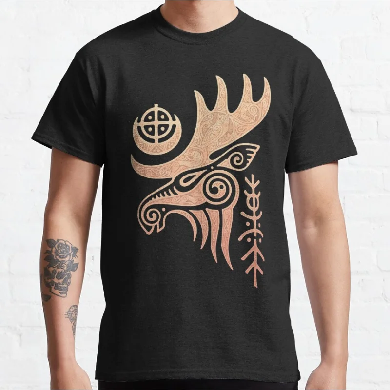 SHAMAN ELK Nordic Runes Celtic Knots Валгалла Стиль викингов Скандинавская мифология Бог Графические футболки больших размеров Топы для взрослых S-6XL