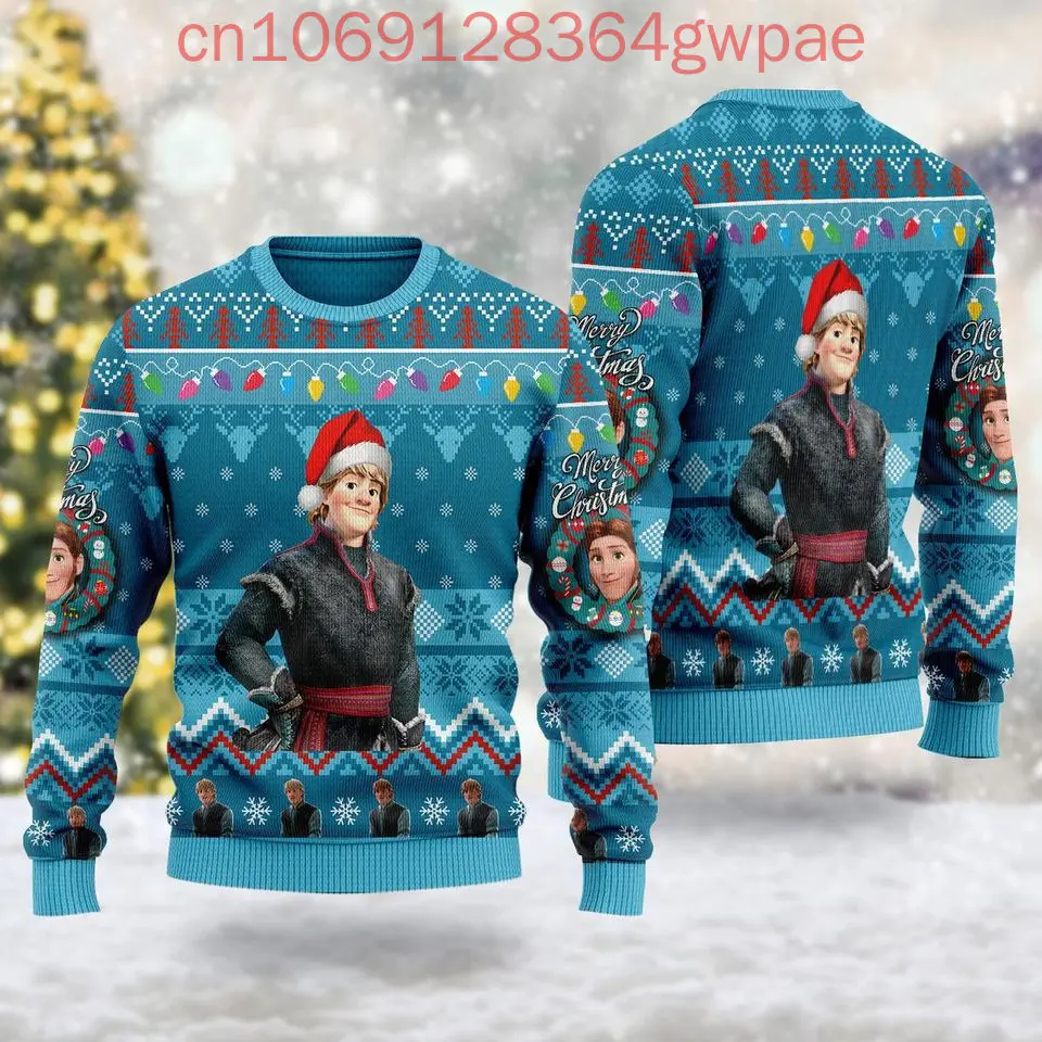 Фото Рождественский свитер Disney Frozen Elsa Olaf, мужской и женский уродливый свитер с 3d принтом, принцесса Эльзы Диснея, уродливый рождественский свитер, топы №4