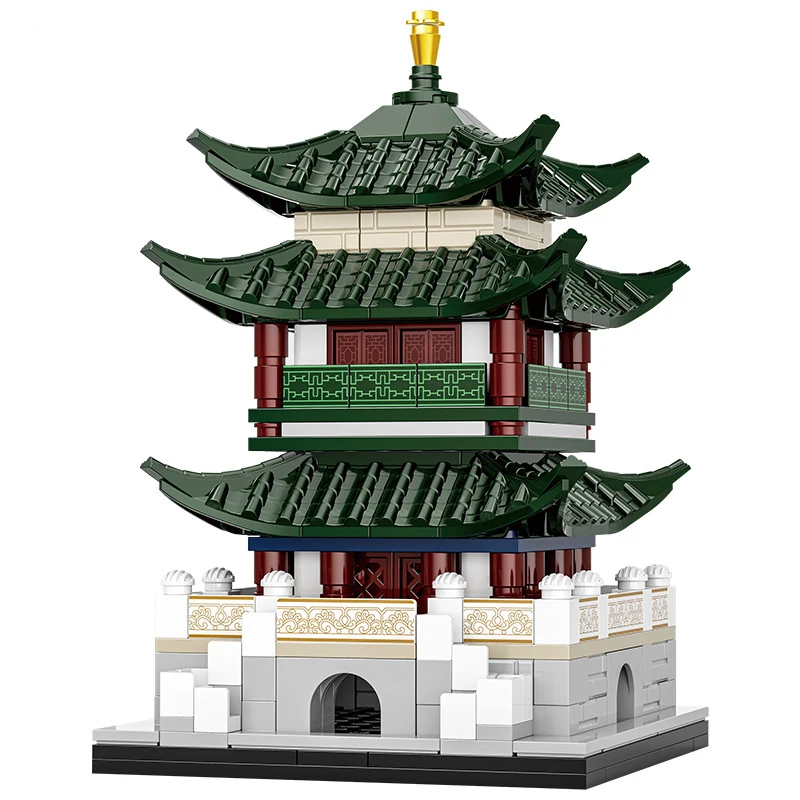 Китайская серия древней архитектуры, колокольная башня Xi'an, украшения для дома, строительные блоки, кирпичи, игрушки, подарки
