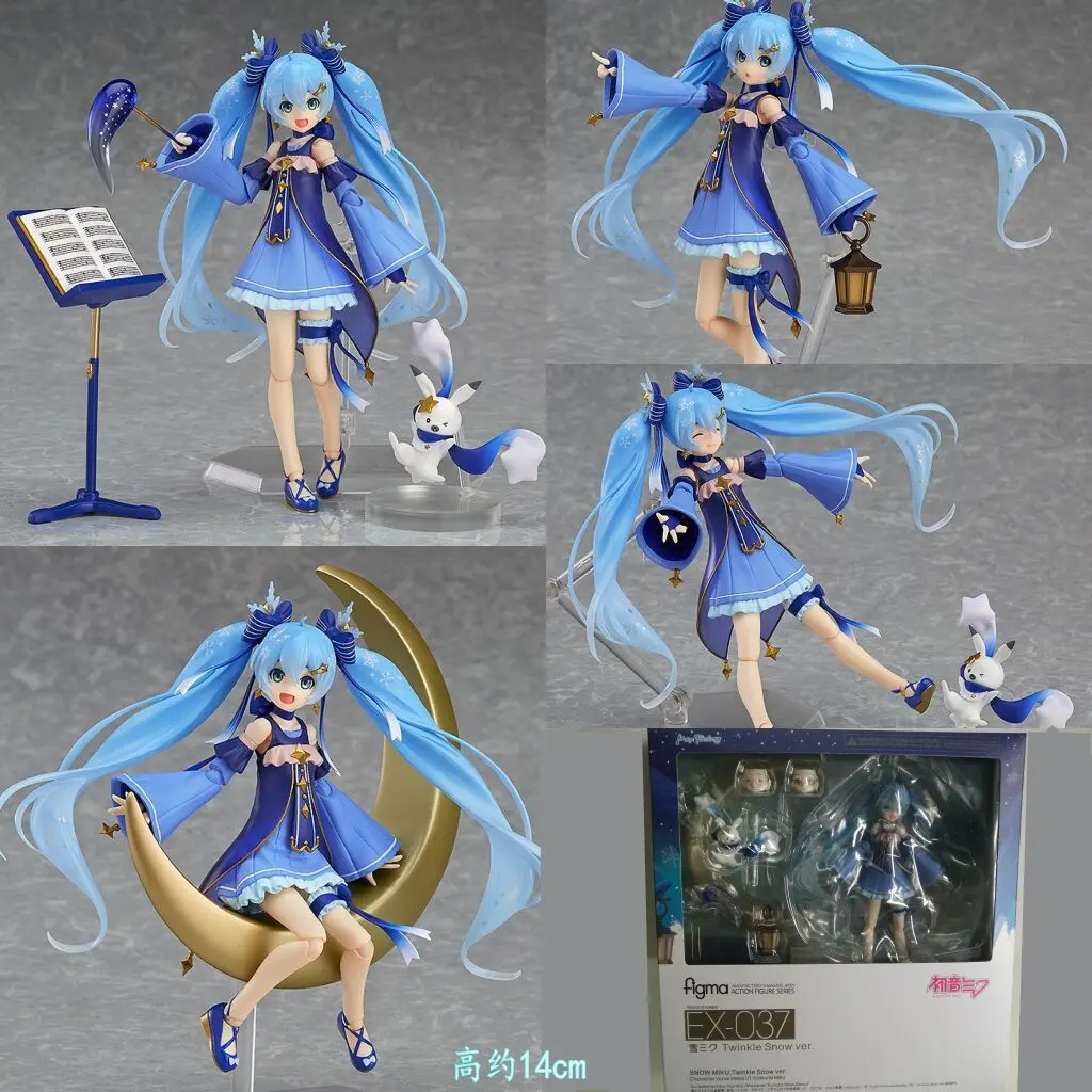 Новинка 14 см Hatsune Miku Figma Мерцающая фотография Фигурка из ПВХ «сидя на Луне» Miku, Игрушечная модель, милый подарок для детей