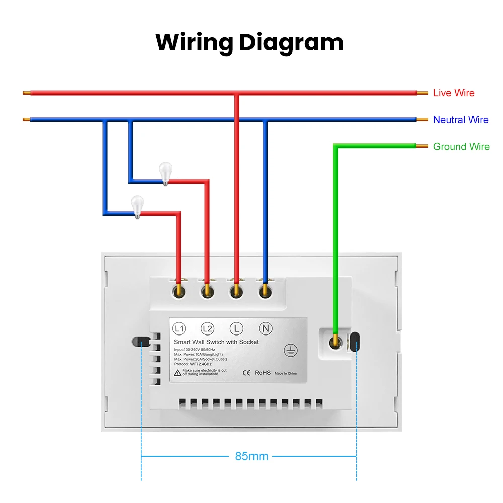 Умная сенсорная розетка MIUCDA Tuya с поддержкой Wi-FiZigBee Израиль, 20 А4400 Вт (art.: 3920ca184b193) - 3920ca184b193