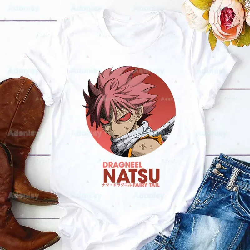 Фото Женская футболка Fairy Tail Guild 90-х годов с графическим рисунком аниме, футболка в стиле Харадзюку, милая футболка с короткими рукавами Нацу зодиака, женская футболка №3