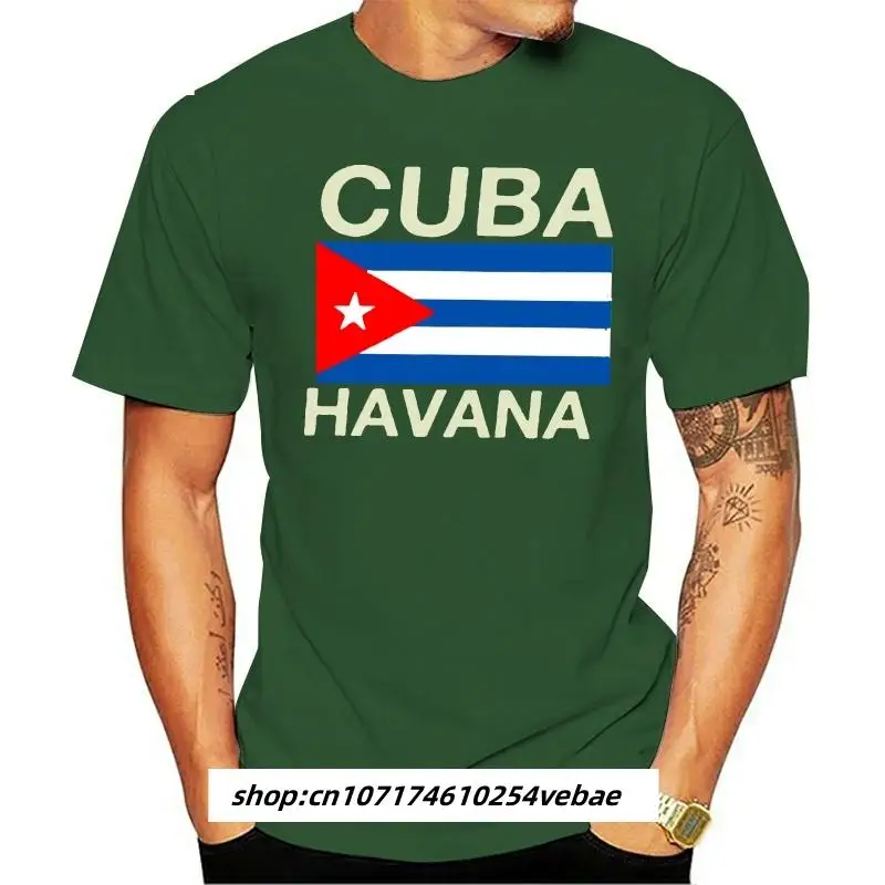 Kaus Lengan Pendek Katun Гавана Bendera Kuba Camiseta Imresso Homens Kerah O
