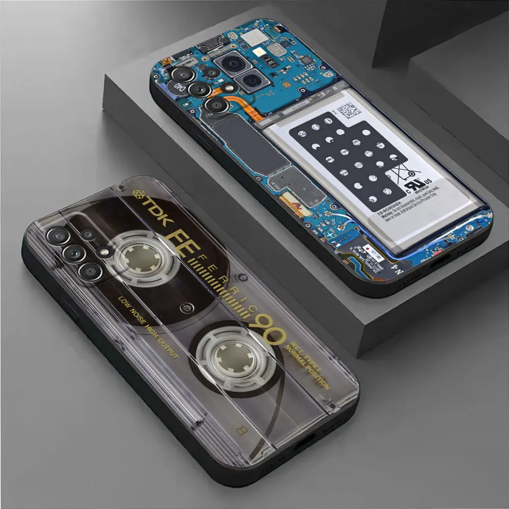 Чехол для Samsung Galaxy A55, чехол для A54, A52S, A53, 5G A51, A34, A35, A33, A32, A50, A72, A71, A30, A7, чехол в стиле ретро, музыкальные ленты, печатная плата для камеры