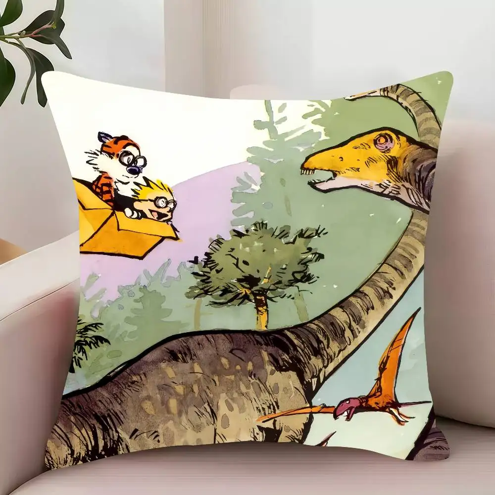 Фото Милая наволочка с рисунком C-Calvin и H-Hobbes, декор, защитные чехлы, удобные мягкие для дивана, гостиной, домашнего офиса №3