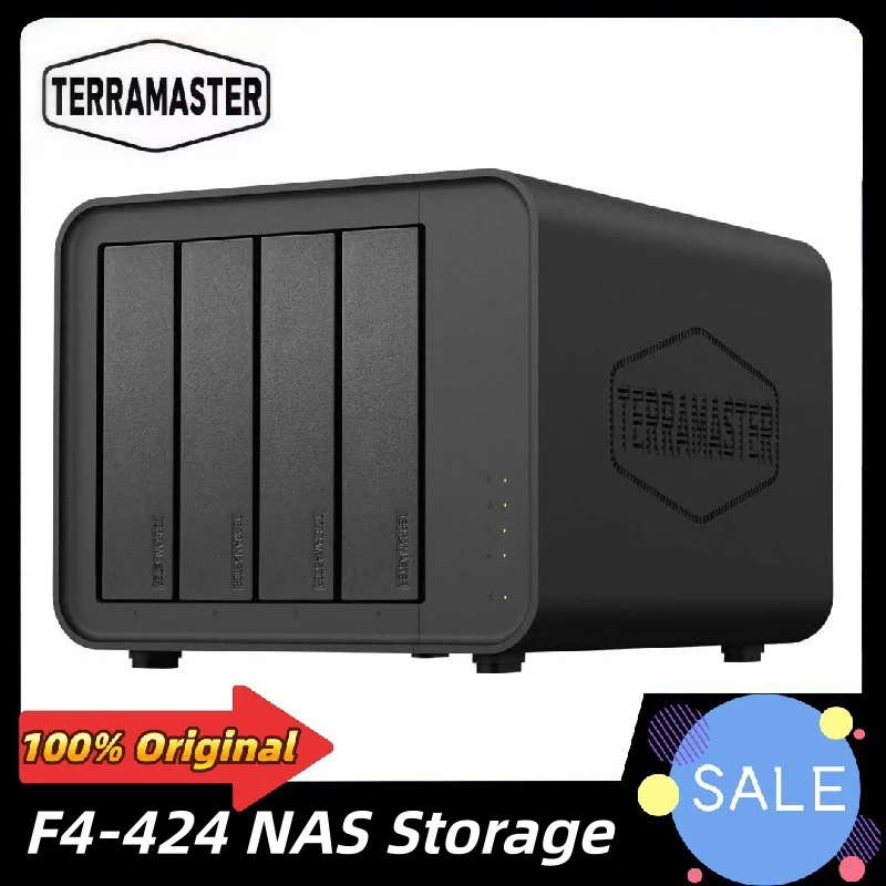 TERRAMASTER F4-424 NAS Storage с 4 отсеками — четырехъядерный процессор N95, оперативная память DDR5 8 ГБ, порт 2,5 ГБE x 2, сетевое хранилище (без дисплея) Хранение данных