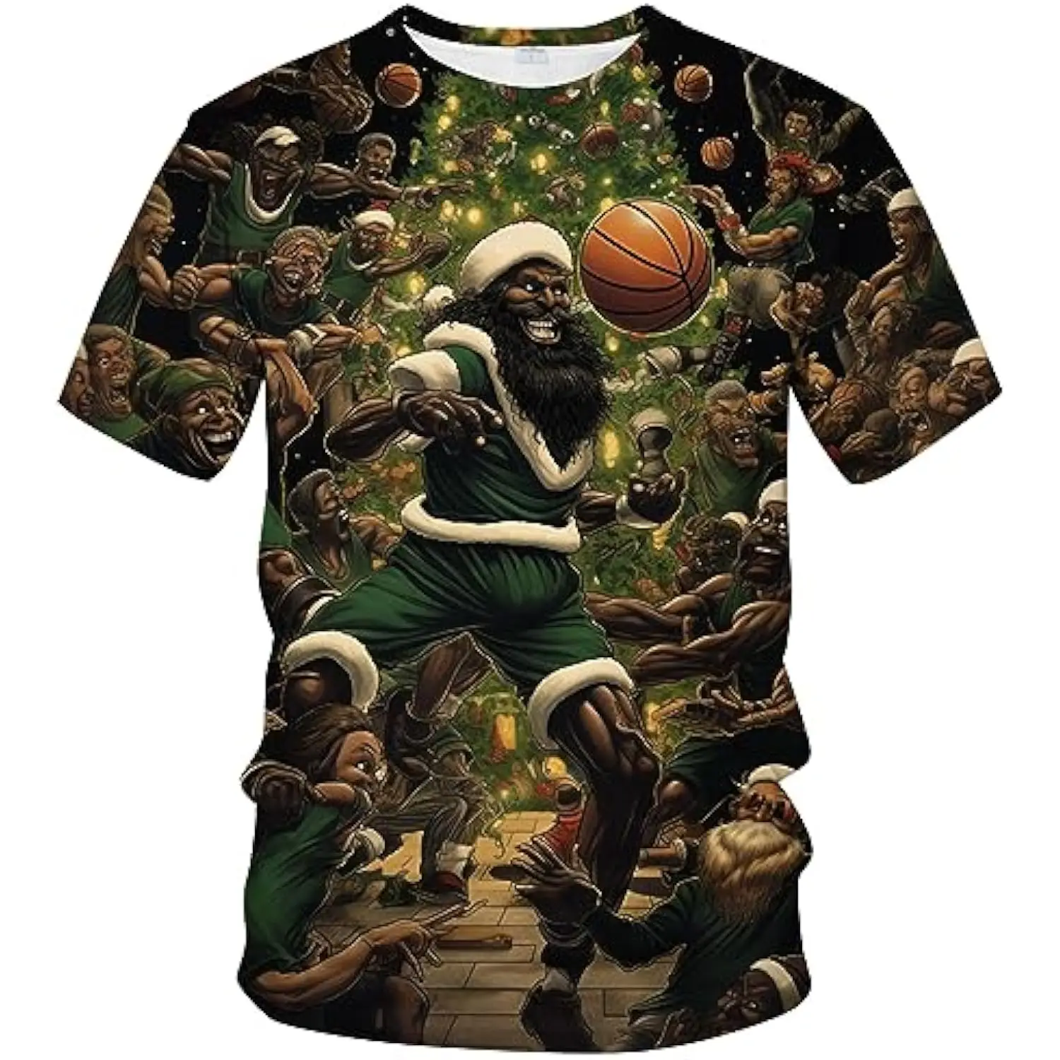 Фото Баскетбольная рождественская футболка Dunking Santa Theme Tee Забавная рождественская рубашка с 3d принтом новые shierts и футболки мужская одежда №2
