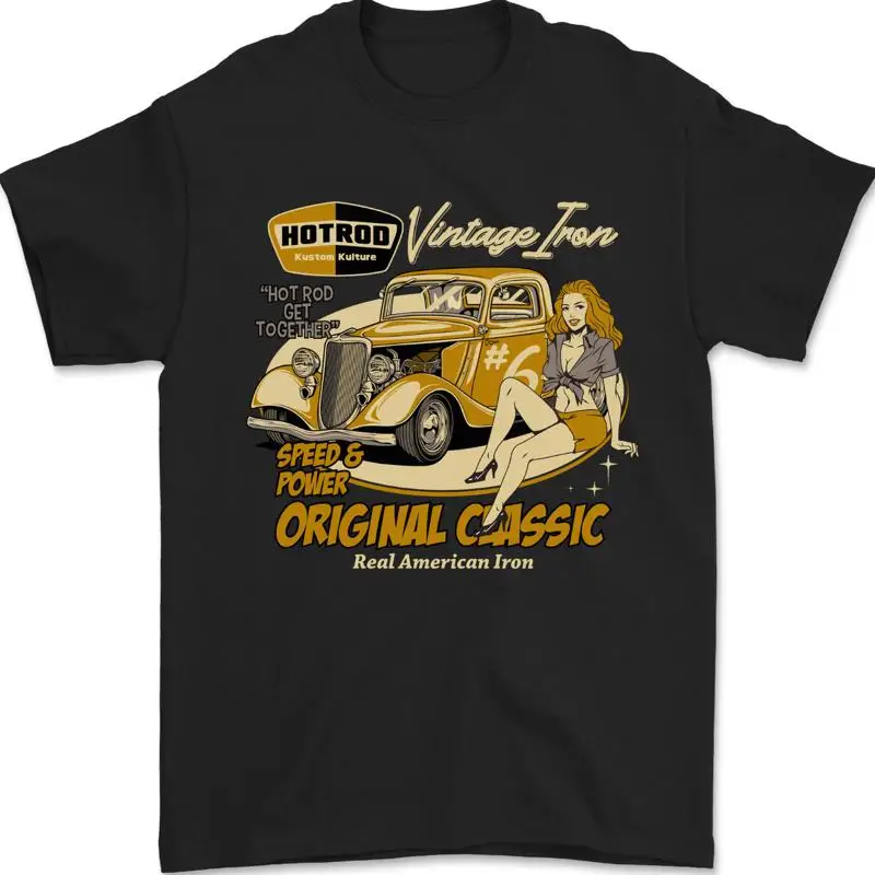 Hot Rod Vintage Iron оригинальная классическая мужская футболка 100, хлопок
