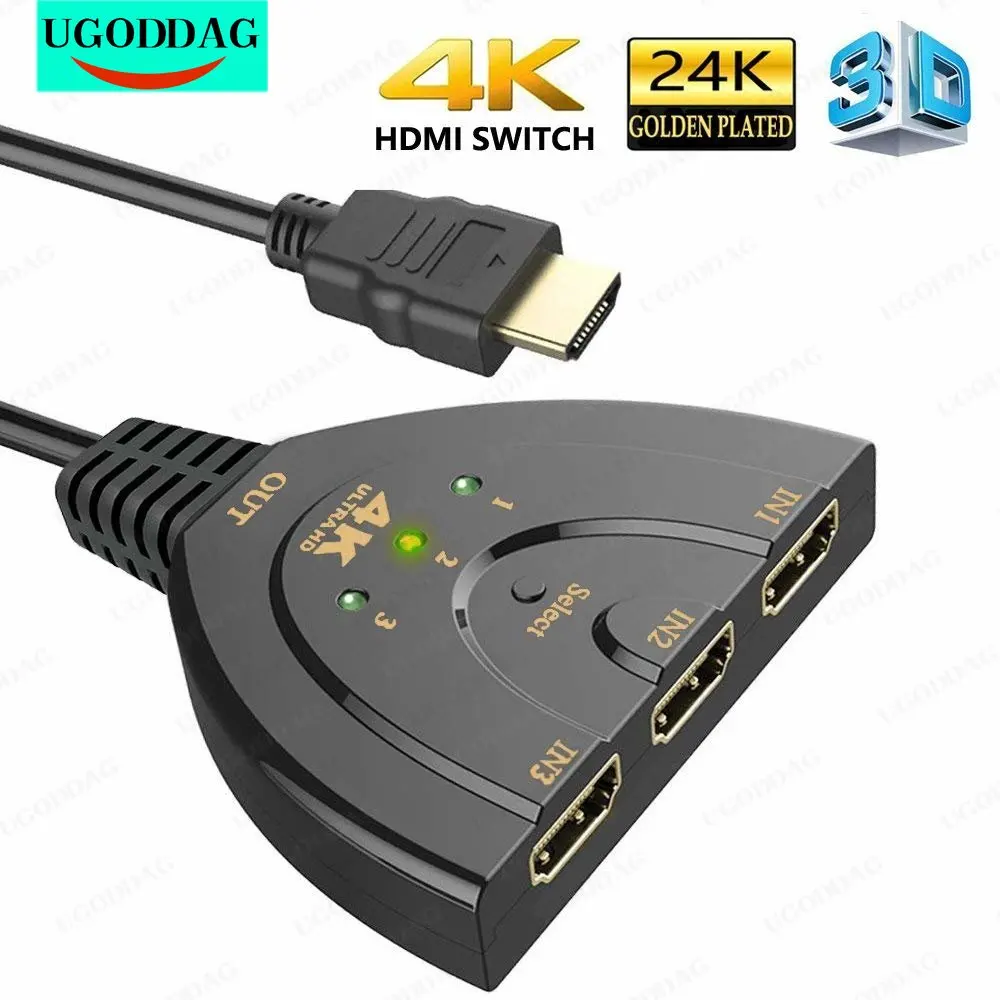 HDMI-совместимый коммутатор 3 порта 4K HD 3 в 1 выход с высокоскоростным переключателем разделитель отрезок кабель Sup порт s Full 4K 1080P 3D плеер