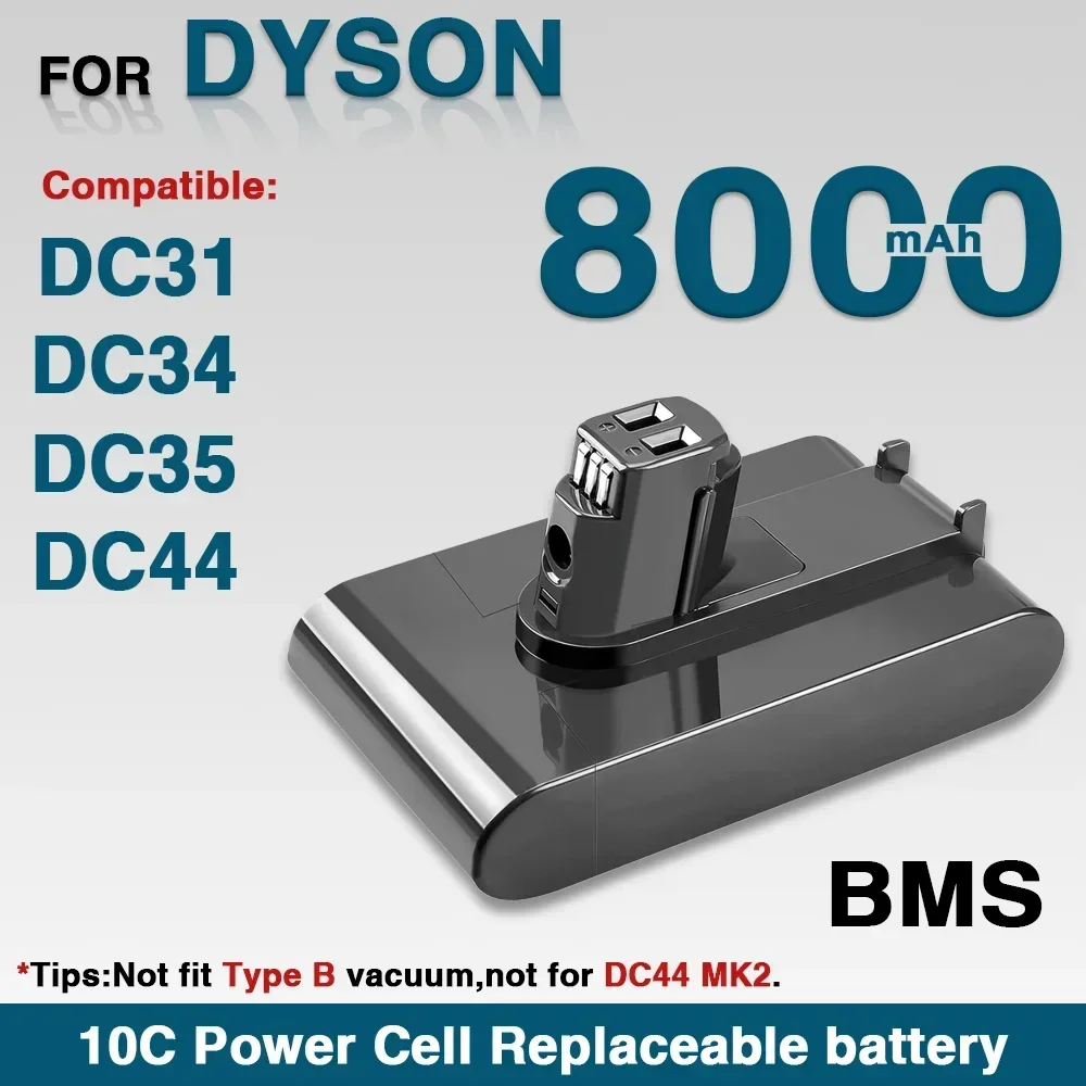 Сменный аккумулятор емкостью 8 Ач для Dyson DC35 типа A, совместимый с портативными пылесосами DC31/DC34/DC44/DC45, аккумулятор большой емкости