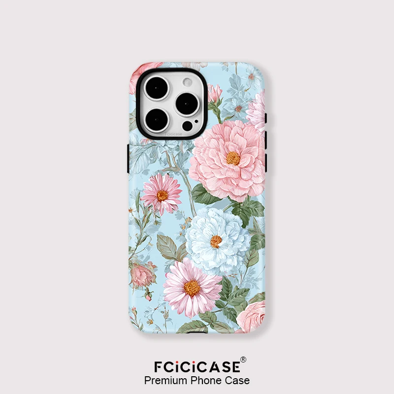 Чехол Fcicicase с цветочным принтом для Magsafe для iPhone 16 Pro Max 15 Plus 14 13 12 11, роскошный магнитный двухслойный чехол для беспроводной зарядки Чехлы и чехлы для мобильных телефонов