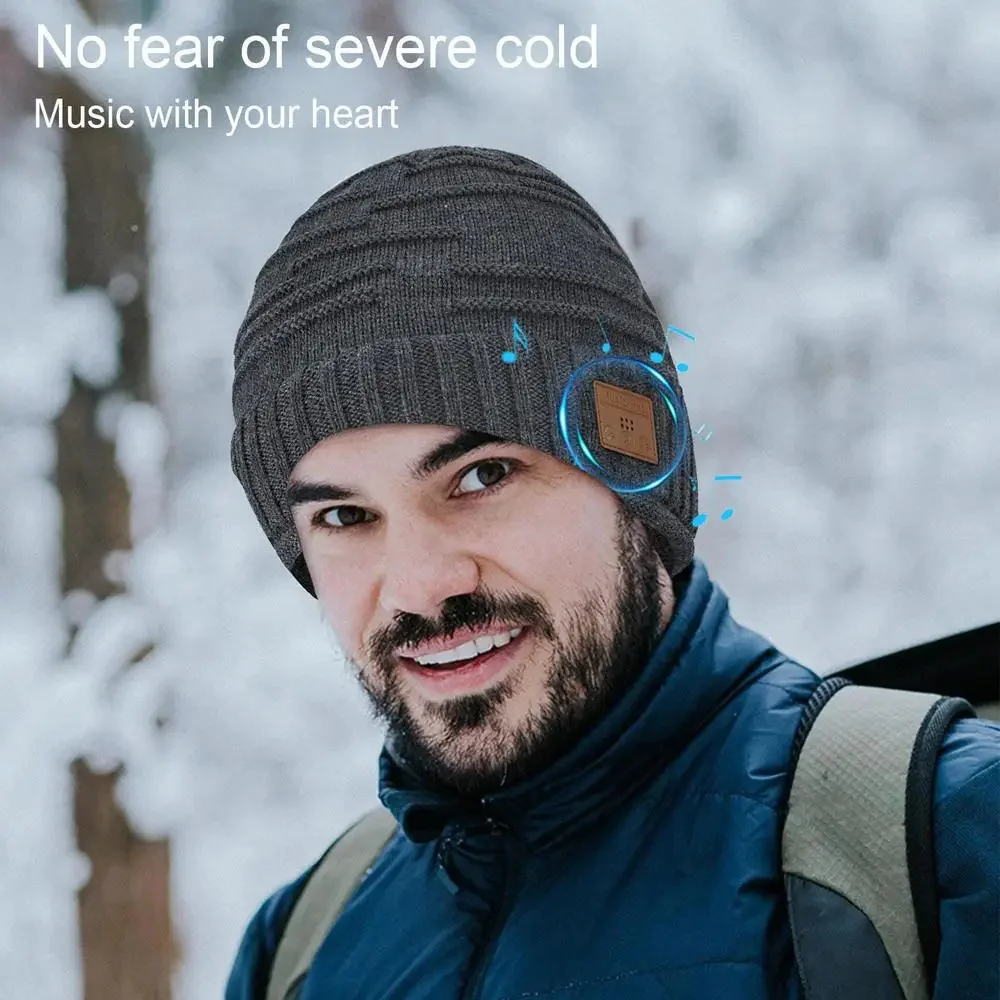 Фото Зимние Bluetooth 5,0 совместимые наушники, USB перезаряжаемая Музыкальная гарнитура, теплые наушники, Беспроводные спортивные наушники №5