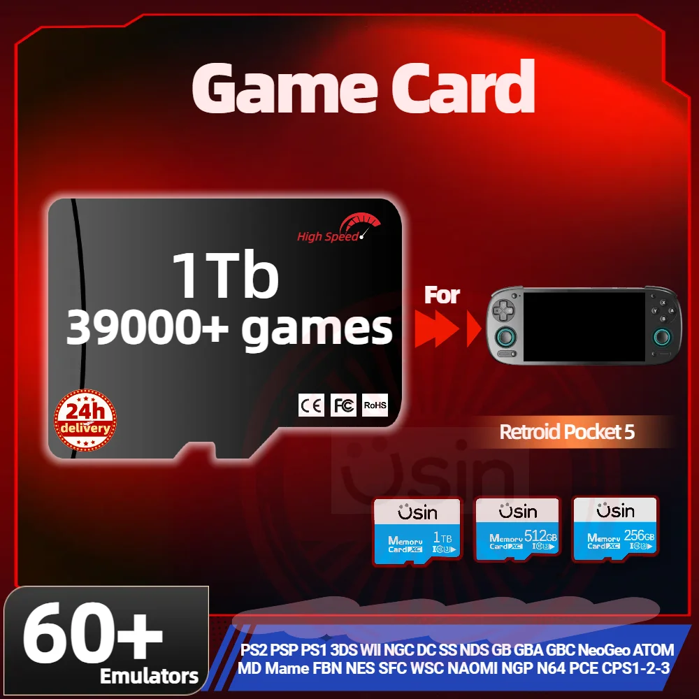 Игровая карта TF для Retroid Pocket 5 Mini Retro Games PS2 PSP PS1 Android Портативная консоль Игровая память SD H-Speed Карты 1 ТБ 512G
