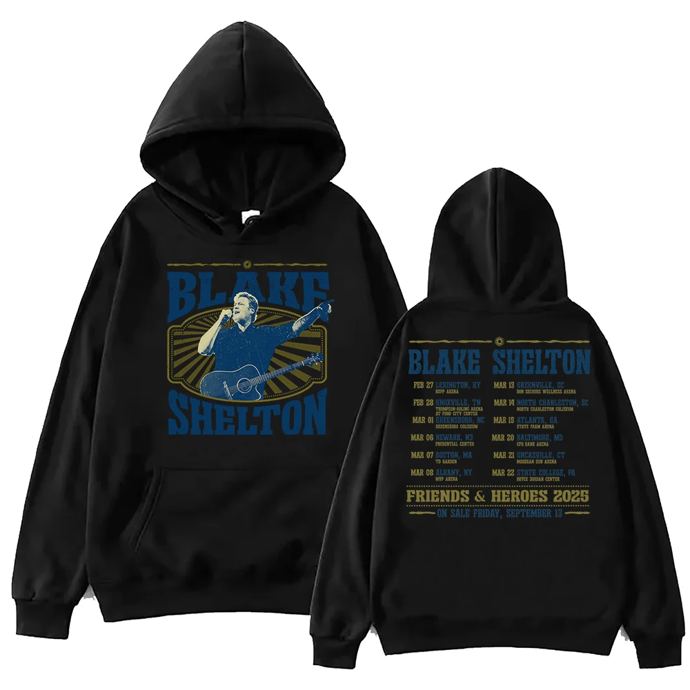 Толстовка Blake Shelton Friends Heroes 2025 Tour, мужская одежда, пуловер в стиле Харадзюку, топы, новые толстовки и толстовки, подарок для фанатов