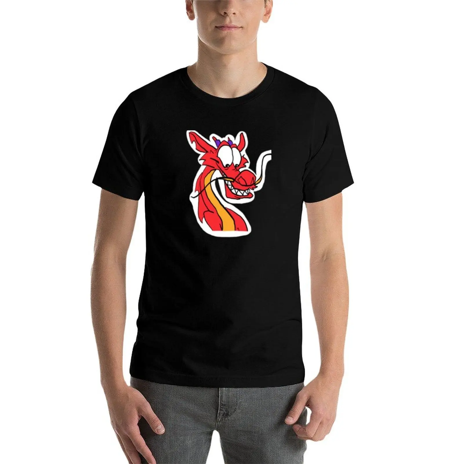 Фото Футболка Mushu, мужские хлопковые забавные футболки, мужская простая футболка №3