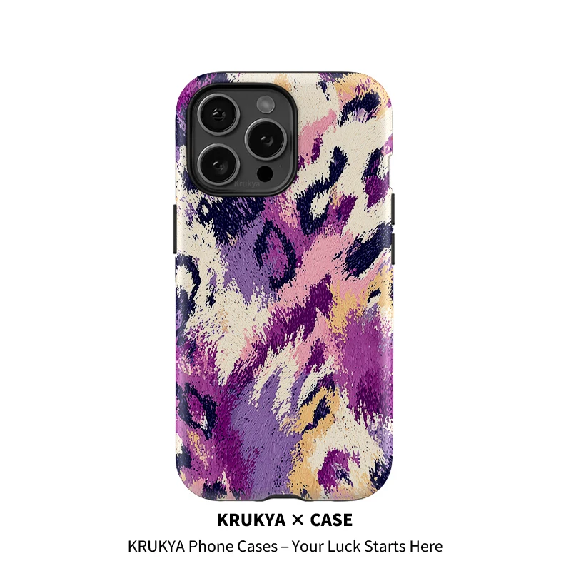 Чехол Krukya с милым леопардовым принтом для iPhone 15 16 17 Pro 11 12 13 14 Pro Max XR XS SE 2022, противоударный защитный матовый чехол