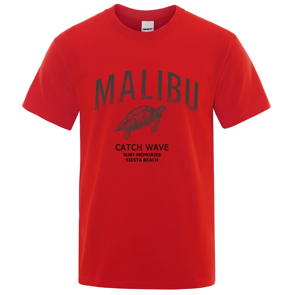 Фото Мужская свободная футболка Malibu Catch, Повседневная летняя дышащая футболка большого размера с принтом морской черепахи, 100% хлопок №4