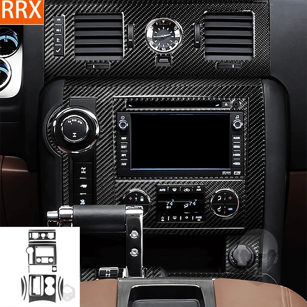 Для Hummer H2 2008 2009, наклейка из настоящего углеродного волокна, навигационная панель управления переключением передач, крышка, автомобильные аксессуары, декоративные интерьерные аксессуары