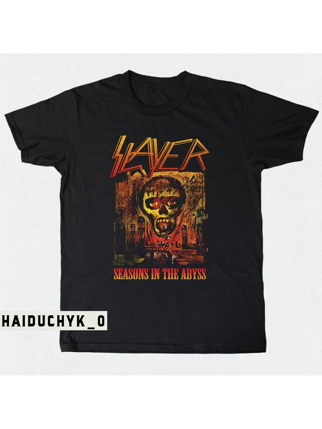 Slayer 1990 Seasons In The Abyss Черная футболка унисекс Размер S-5XL Мужская одежда Предложения Kawaii Одежда Мужская дизайнерская футболка