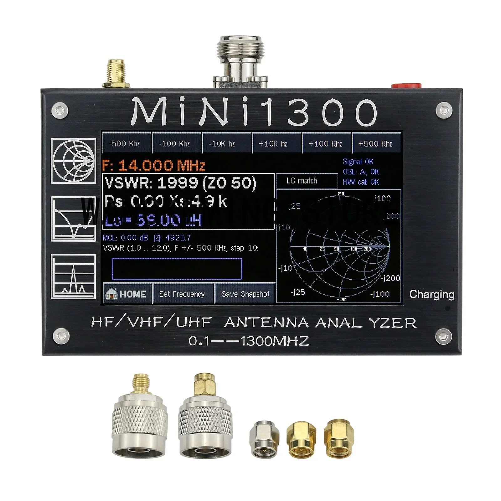 Hamg ee k Mini1300 0,1-1300 МГц HF/VHF/UHF антенный анализатор с 4,3-дюймовым сенсорным экраном из алюминиевого сплава