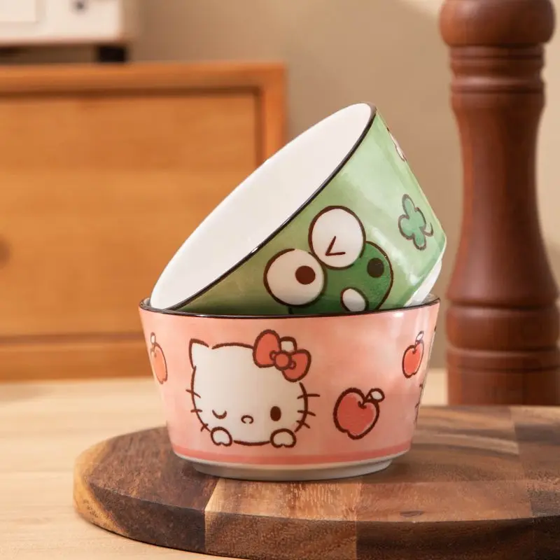 Фото Столовые приборы в стиле аниме Cinnamoroll Sanrio, Hello Kitty Kawaii Милая мультяшная миска Pompompurin креативная керамическая десертная утолщенная миска игрушки №5