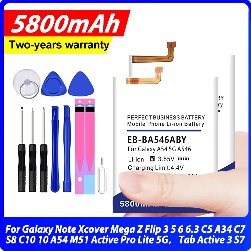 Аккумулятор для Samsung Galaxy Note Xcover Mega Z Flip 3 5 6 6,3 C5 A34 C7 S8 C10 10 A54 M51 Active Pro Lite 5G,Tab Active 3 S7