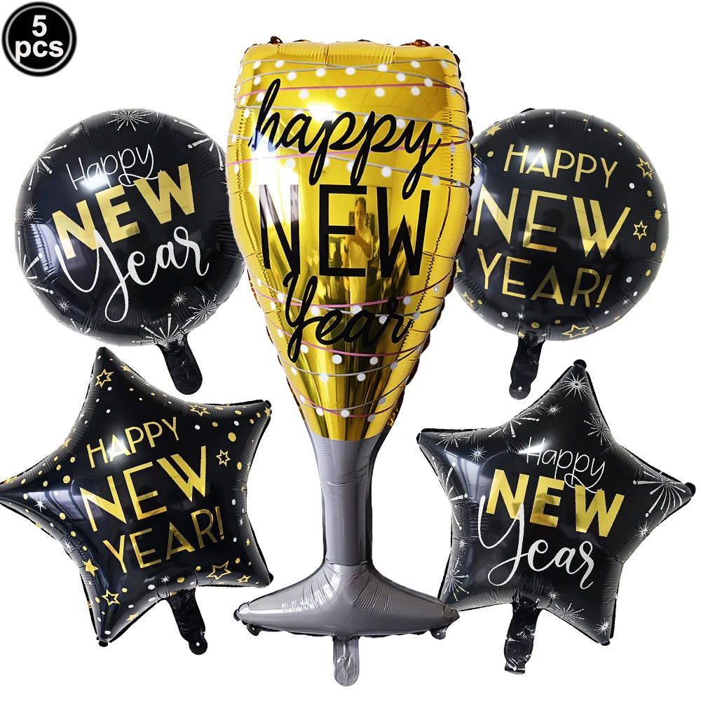 Фото Шары воздушные из фольги с надписью «Happy New Year 2025» №4